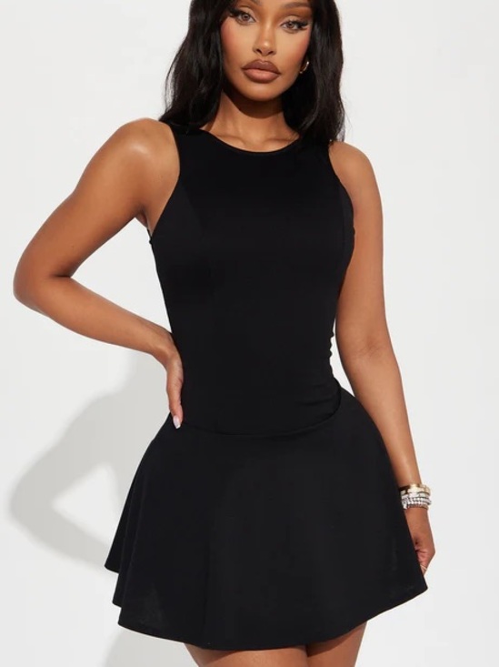 Fashion Nova Dresses & Skirts - Women's Black Sleeveless Open Back Fit-and-Flare Dress